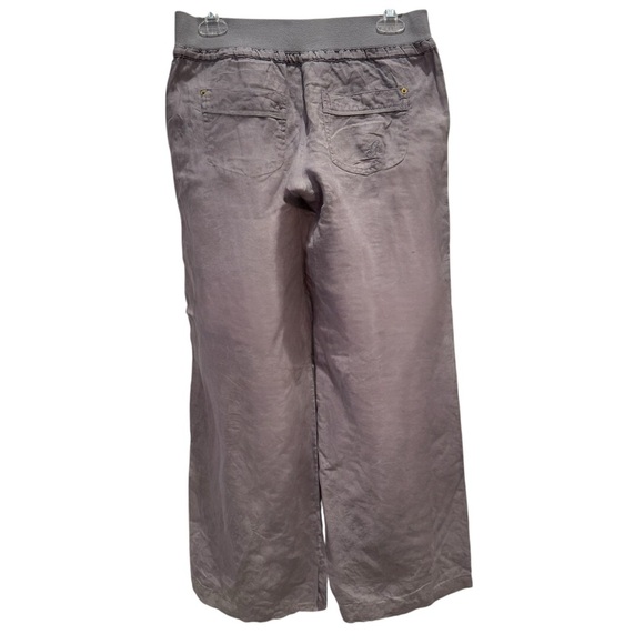 Guess Los Angeles Size S Nomad Gray 100% Linen Wide Leg Beach Pants w/Pockets - Picture 2 of 6